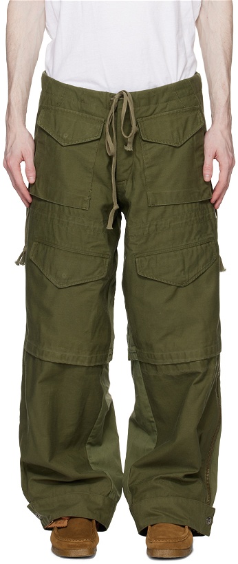 Photo: Greg Lauren Khaki Army Jacket Zip Wide Leg Cargo Pants