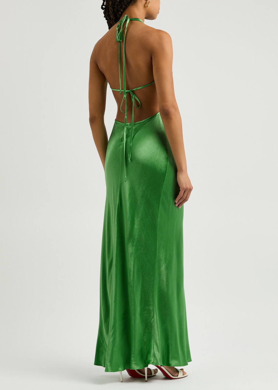 Bec & Bridge Zariah Halterneck Satin Maxi Dress Green BEC + BRIDGE