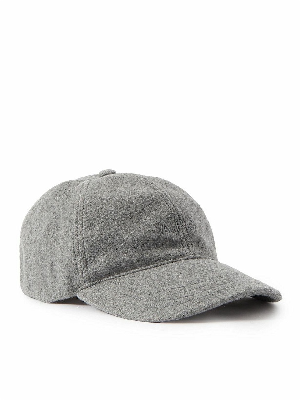 Photo: A.P.C. - Charlie Logo-Embroidered Wool-Blend Baseball Cap - Gray