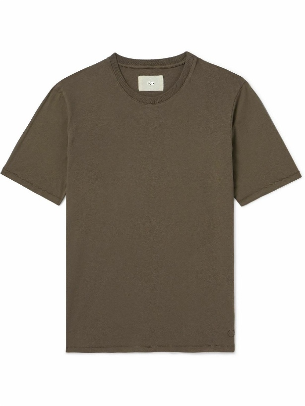 Photo: Folk - Garment-Dyed Cotton-Jersey T-Shirt - Brown