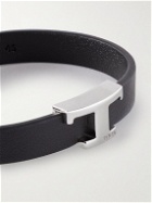 Tod's - Logo-Detailed Silver-Tone and Leather Bracelet - Black
