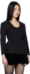 Pushbutton Black Hourglass Blouse