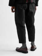 YMC - Sylvian Tapered Cropped Waxed-Cotton Trousers - Black