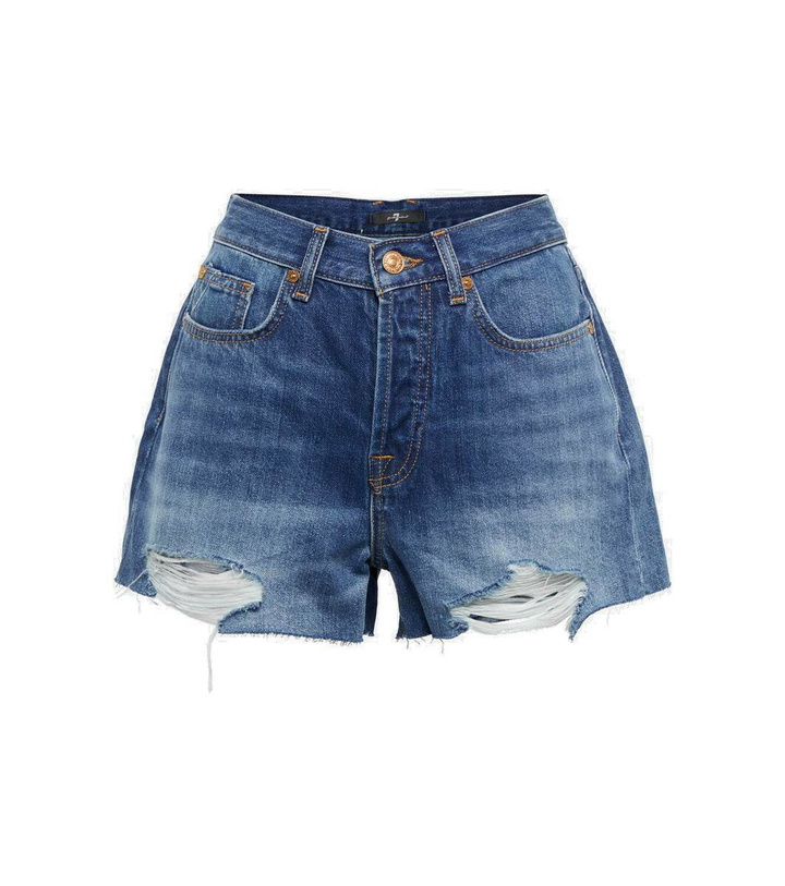 Photo: 7 For All Mankind Monroe distressed denim shorts