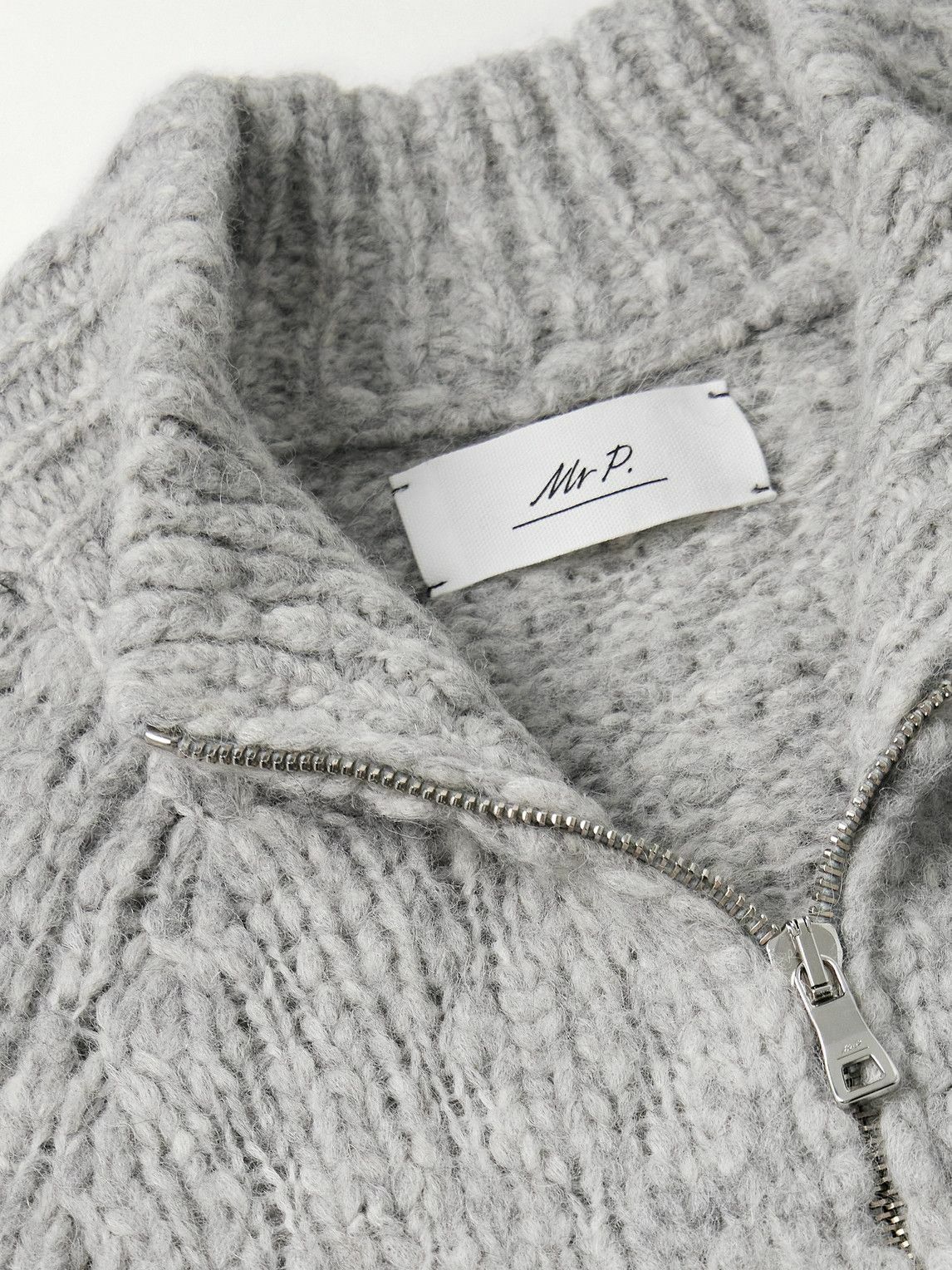 Mr P. - Alpaca-Blend Bouclé Zip-Up Cardigan - Gray