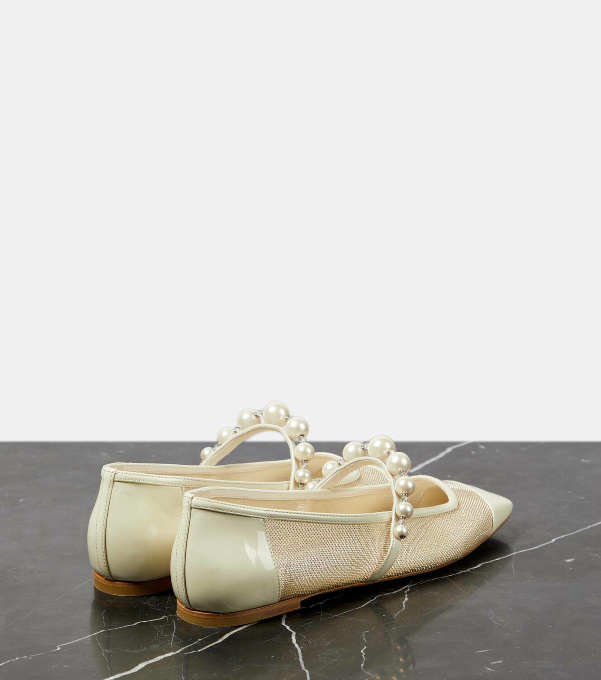 Jimmy Choo Ade embellished mesh ballet flats Jimmy Choo