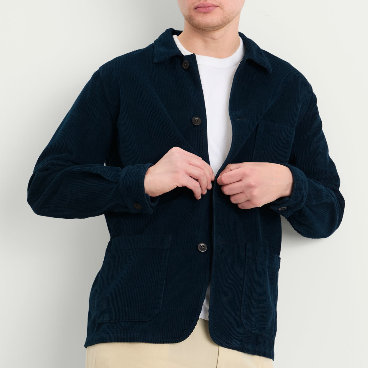 Portuguese Flannel Men's Labura Corduroy Chore Jacket in Navy