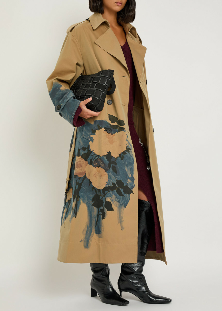 Erdem Printed Belted Cotton Trench Coat Multi Floral