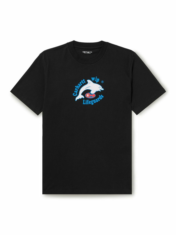 Photo: Carhartt WIP - Lifeguards Logo-Print Cotton-Jersey T-Shirt - Black