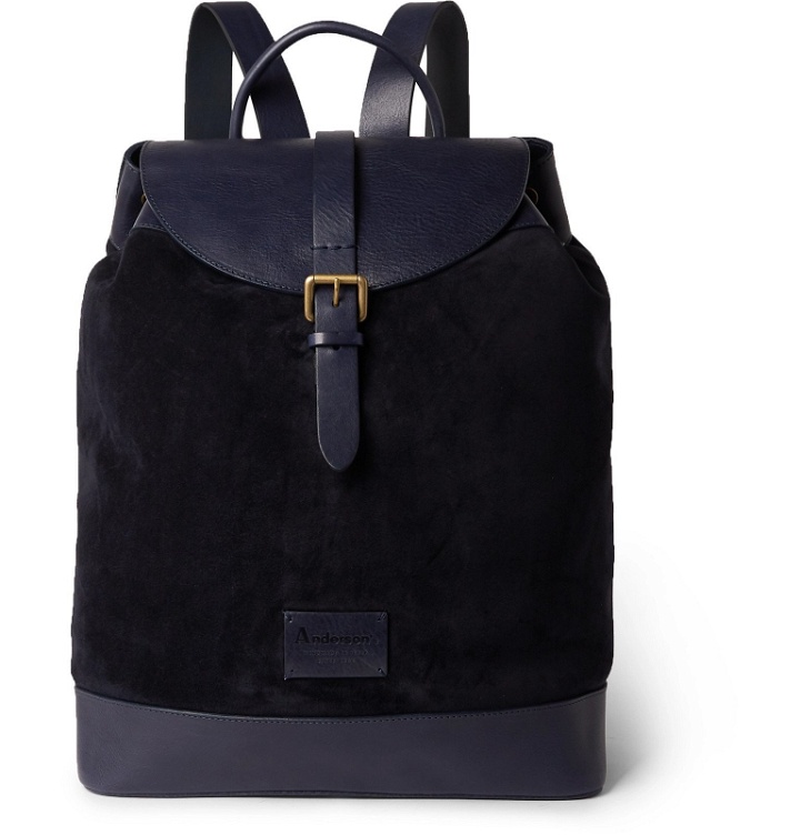 Photo: Anderson's - Suede and Leather Backpack - Blue