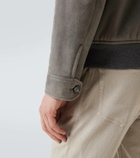 Brioni Shearling-trimmed suede bomber jacket
