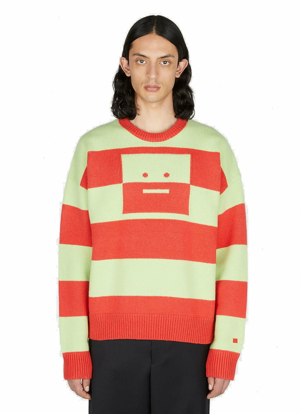 Photo: Acne Studios - Face Logo Striped Sweater in Red