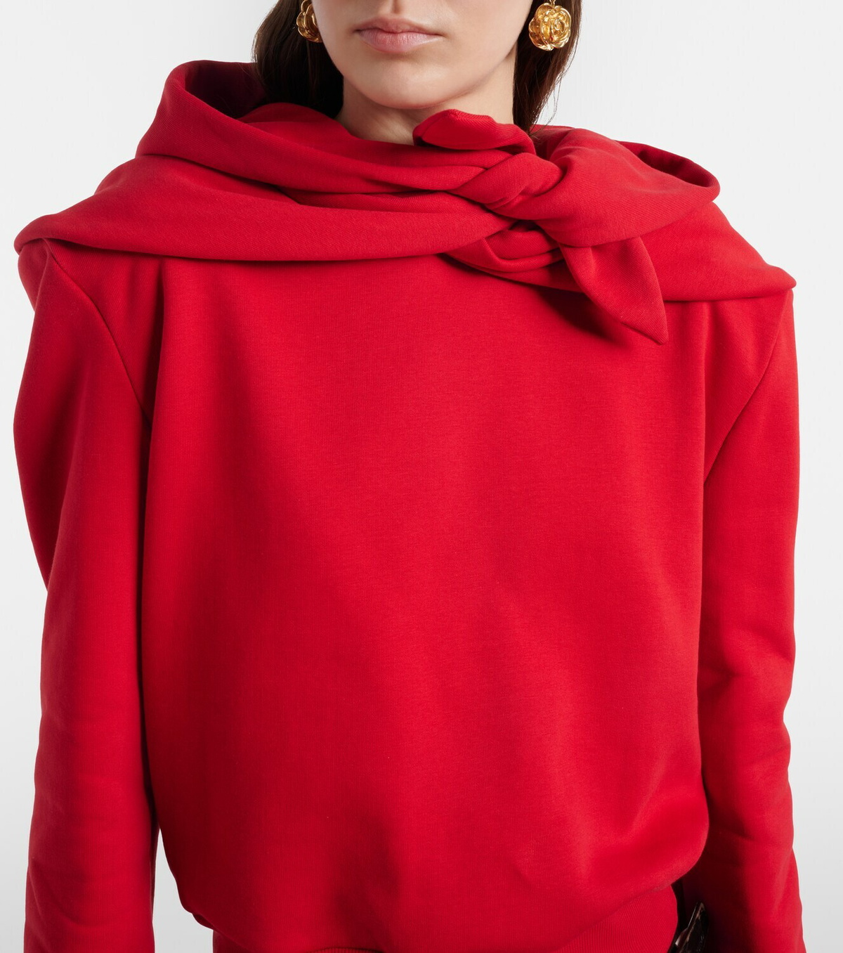 Magda Butrym Scarf-detail cotton-blend hoodie