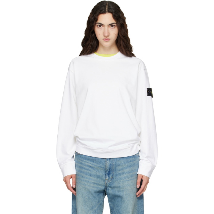 Photo: Stone Island White 6100057 Heavy Organic Cotton Jersey Sweatshirt