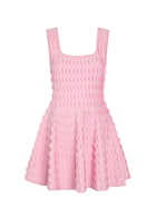 Simkhai Vanna Scalloped Knit Mini Dress Pink
