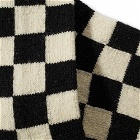 RoToTo Recycled Wool Checkerboard Crew Sock in Black/Ivory/Grey