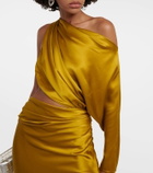 The Sei Cutout one-shoulder silk satin midi dress