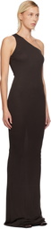 Rick Owens Lilies Brown Concordians One Shoulder Maxi Dress