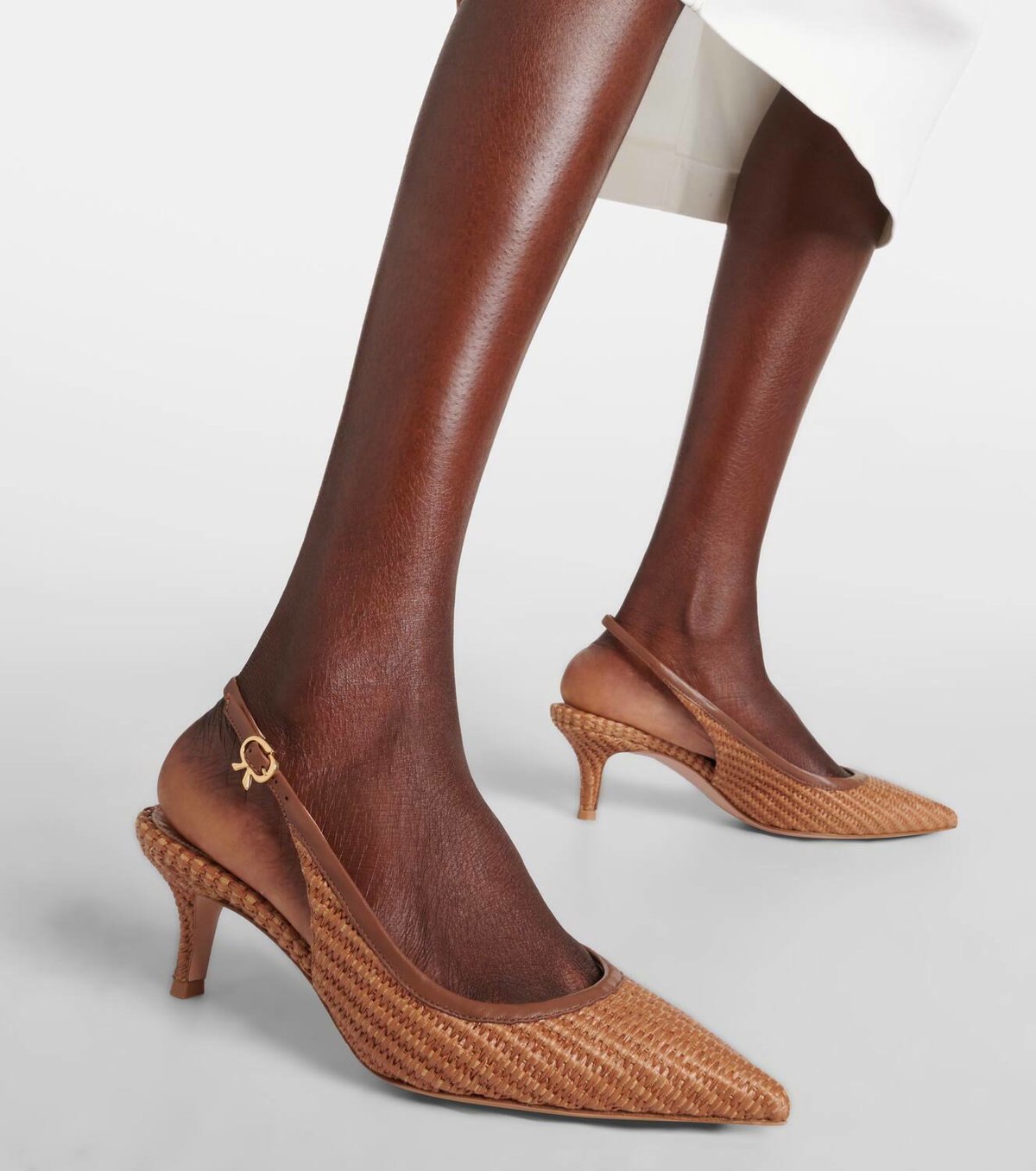 Gianvito Rossi Leith raffia slingback pumps