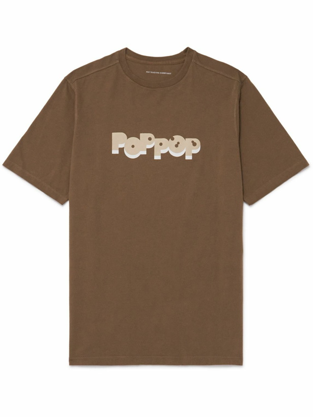 Photo: Pop Trading Company - Trouble Logo-Print Cotton-Jersey T-Shirt - Brown