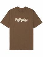 Pop Trading Company - Trouble Logo-Print Cotton-Jersey T-Shirt - Brown