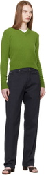 &Daughter Green Sligo Shrunken V-Neck Sweater