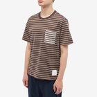 Thom Browne Men's Stripe T-Shirt in Dark Brown