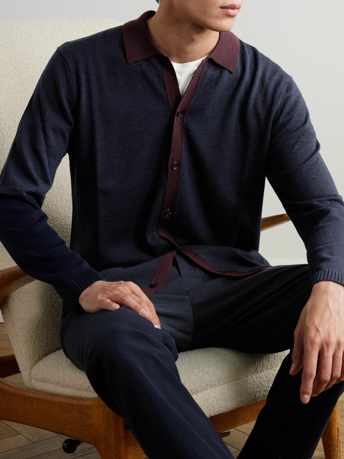 Mr P. - Two-Tone Merino Wool Shirt - Blue