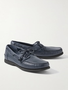 Manolo Blahnik - Sidmouth Full-Grain Leather Boat Shoes - Blue