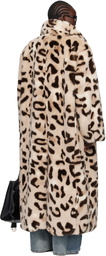 VAQUERA Beige & Brown Leopard Faux-Fur Coat