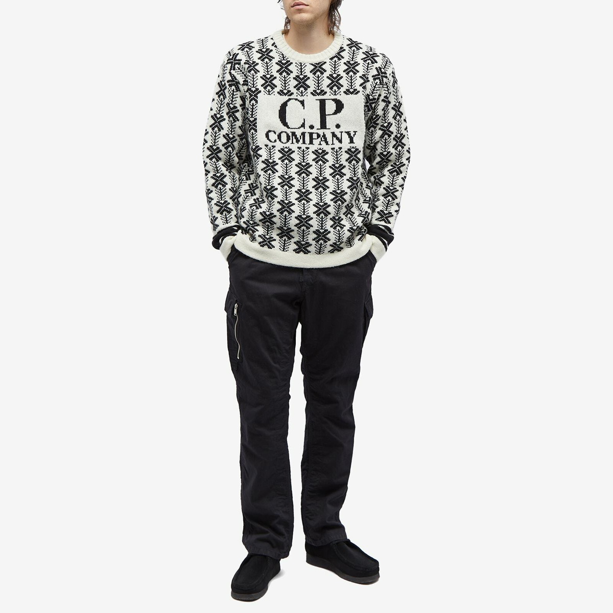 C.P. Company Men's Wool Jacquard Crew Knit in Var.01 C.P. Company