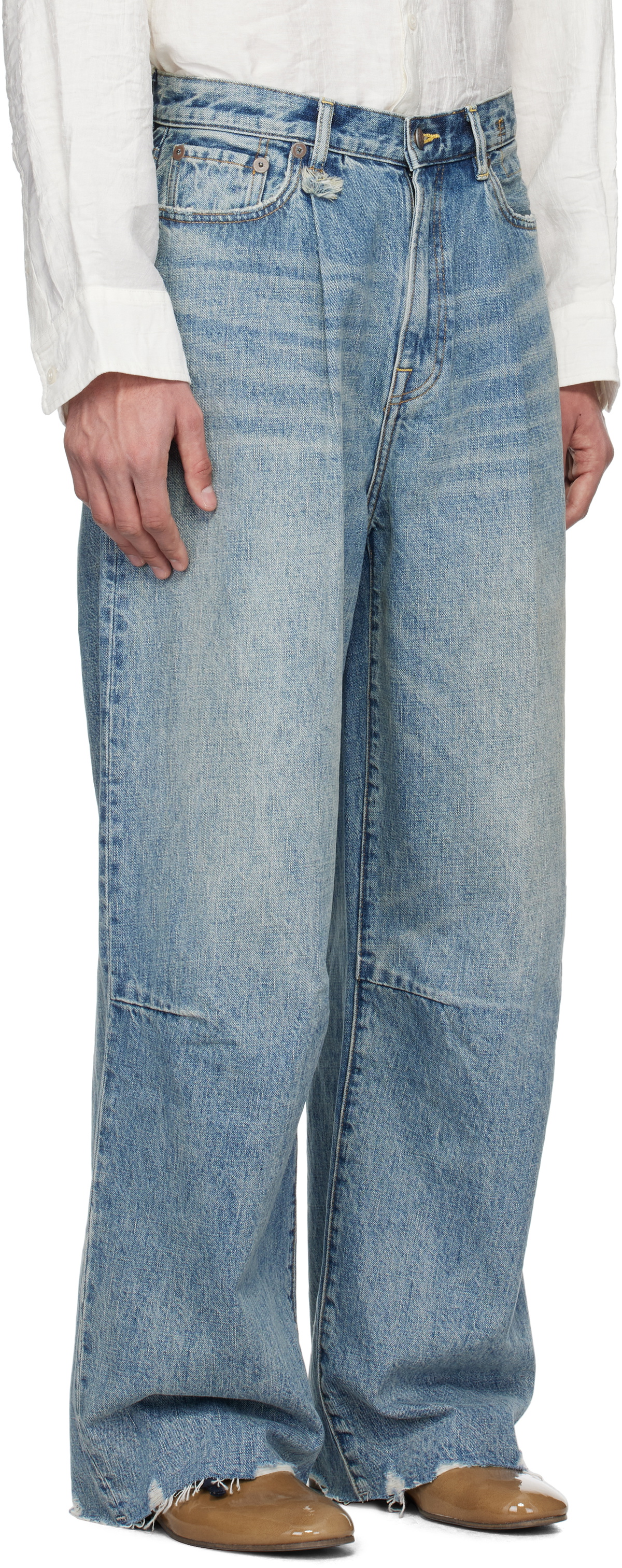 R13 Blue Wayne Articulated Knee Jeans R13