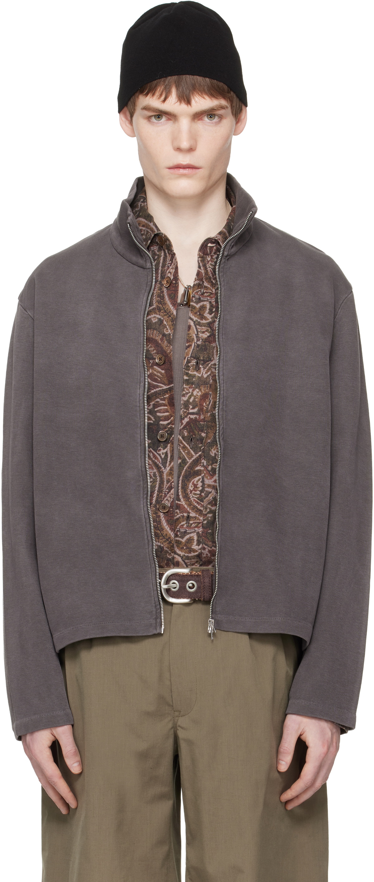 OUR LEGACY Taupe Shrunken Fullzip Track Jacket Our Legacy