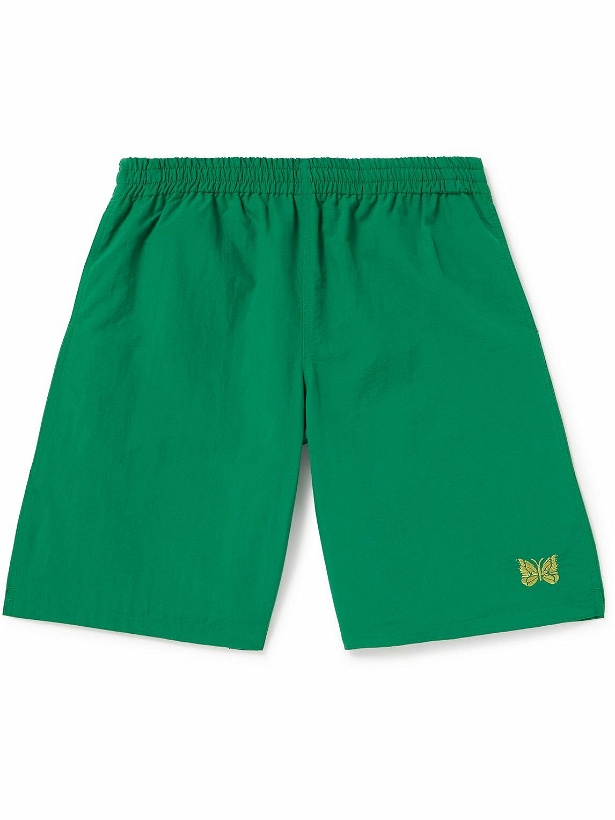 Photo: Needles - Straight-Leg Embroidered Shell Swim Shorts - Green