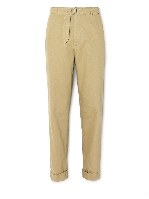 Photo: Officine Générale - Georges Tapered Belted Organic Cotton-Twill Trousers - Neutrals