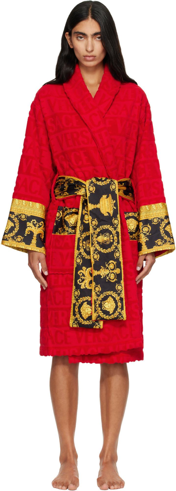 Versace Red 'I Heart Baroque' Bathrobe