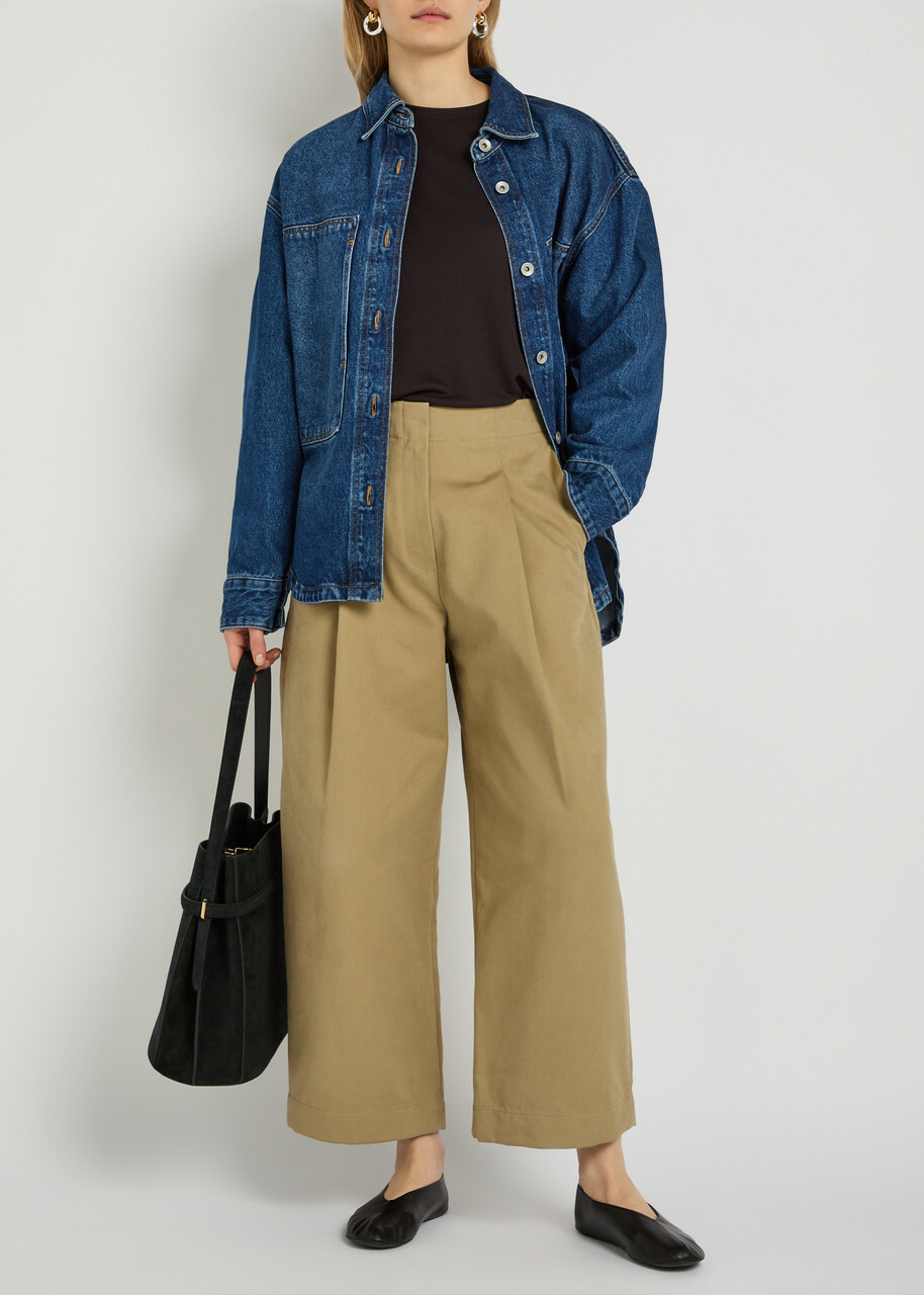 Studio Nicholson Peached Wide-leg Cotton-twill Trousers Tan