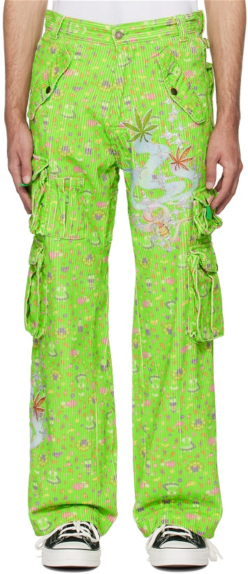 Photo: ERL Green Glittered Cargo Pants