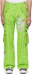 ERL Green Glittered Cargo Pants