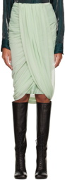 Dries Van Noten Green Draped Midi Skirt