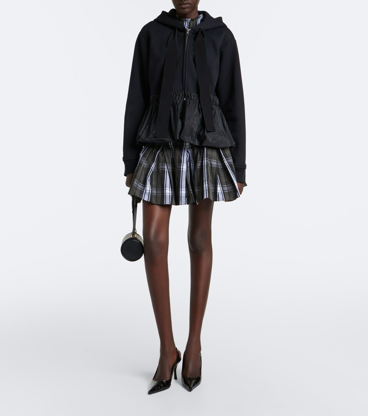 Patou Peplum cotton zip-up hoodie