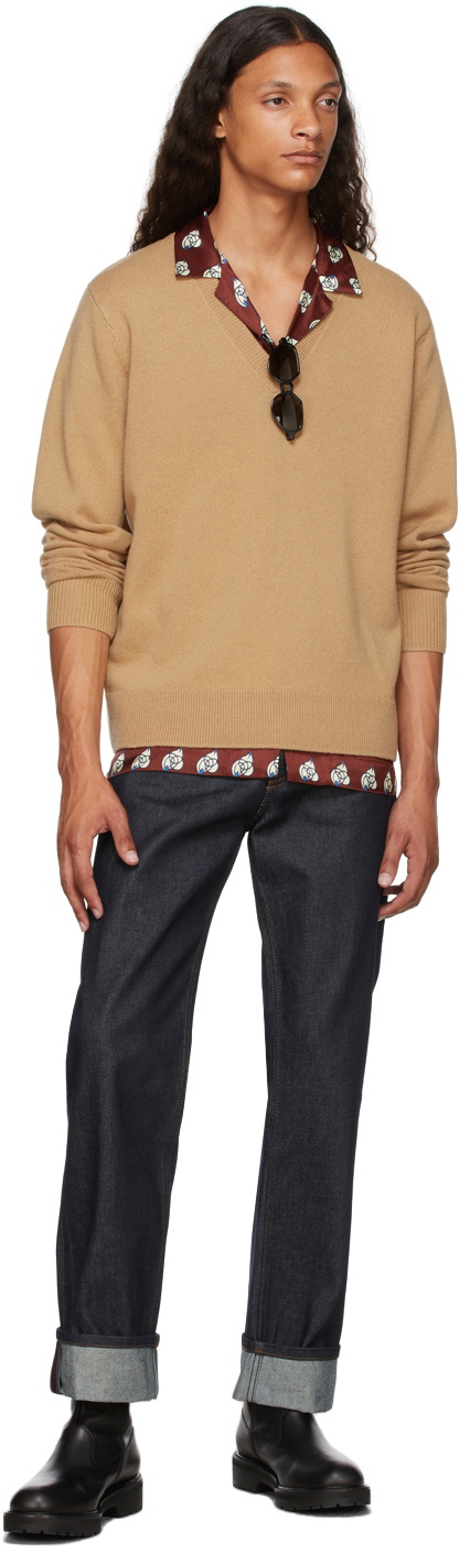 Dries Van Noten Indigo Raw Denim Contrast Stitch Jeans