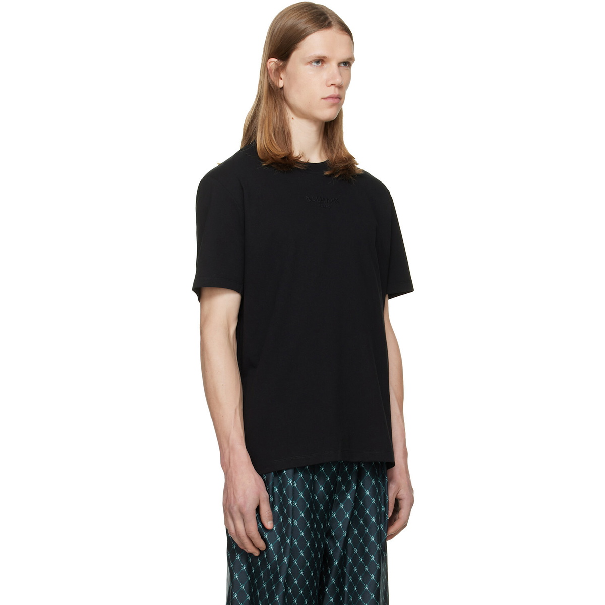 BALMAIN Black Embroidered 'Balmain Paris' T-shirt