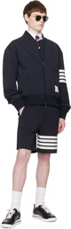 Thom Browne Navy Printed 4-Bar Bomber Jacket