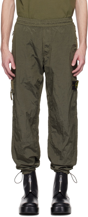 Photo: Stone Island Khaki Nylon Metal Econyl Sweatpants