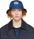 Versace Blue 'La Greca' Bucket Hat