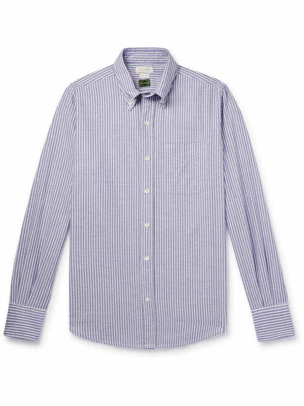 Photo: Incotex - Glanshirt Button-Down Collar Striped Cotton Oxford Shirt - Blue