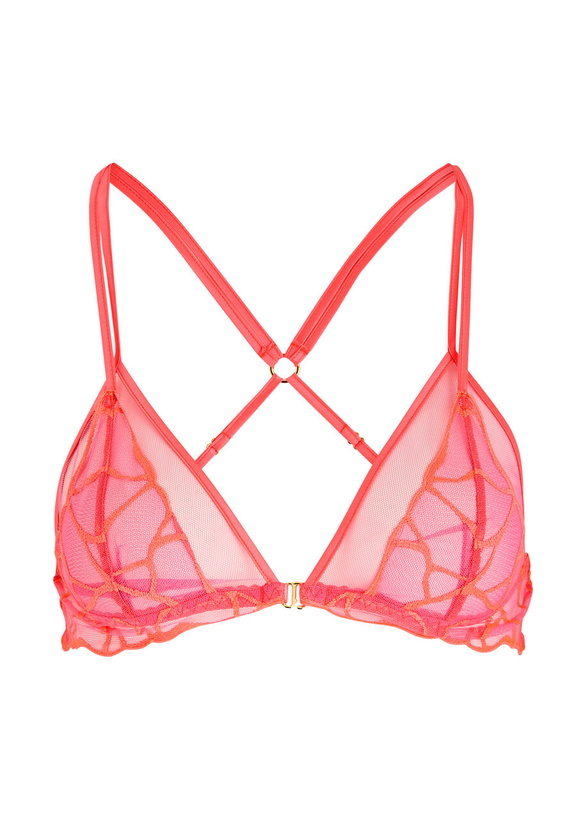 Photo: Fleur OF England Cleo Embroidered Soft-cup bra Bright Pink