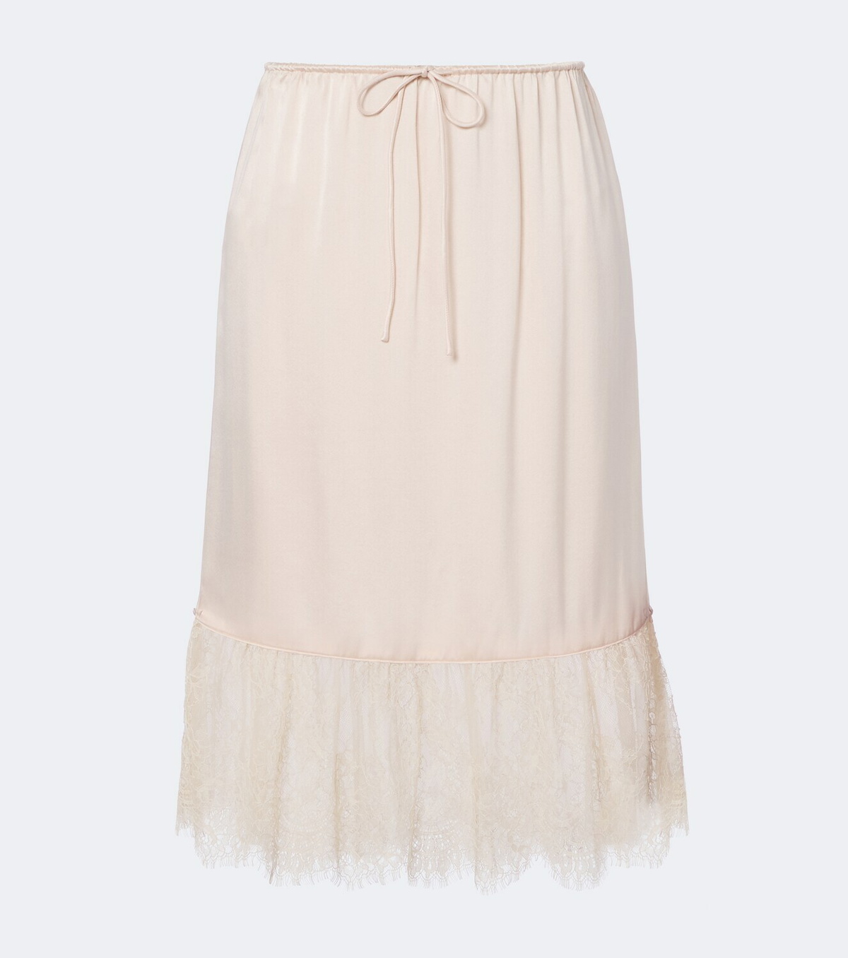 Posse Blake lace-trimmed silk satin midi skirt