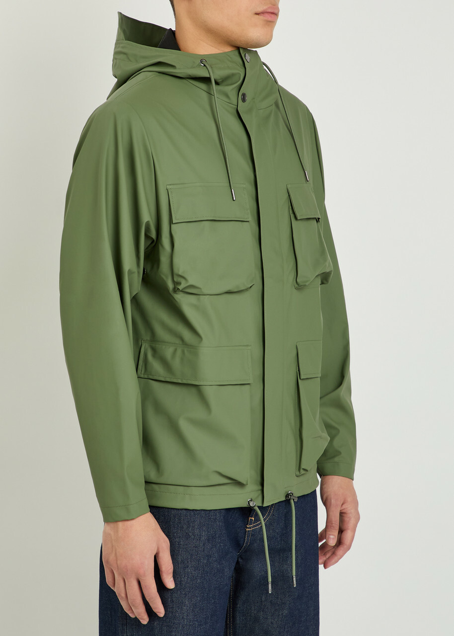 Rains Hooded Waterproof Jacket Green